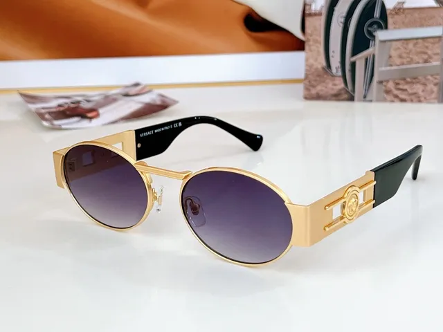 Versace Odissea Lunettes de soleil avec monture métallique et lentille ovale dorée marron 6
