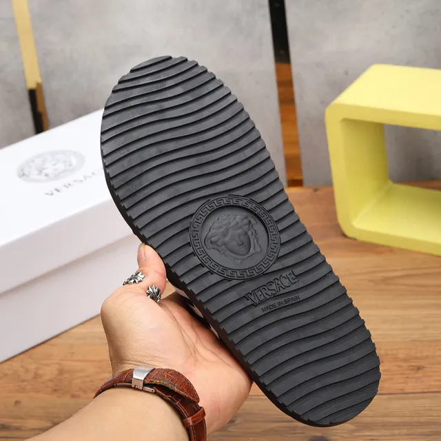 Versace Odissea Greca Pattern Black and White Slippers 5