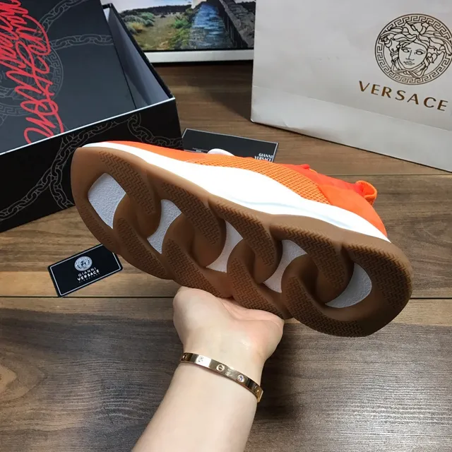 Versace Odissea Tênis Lifestyle Laranja Malha e Camurça 2