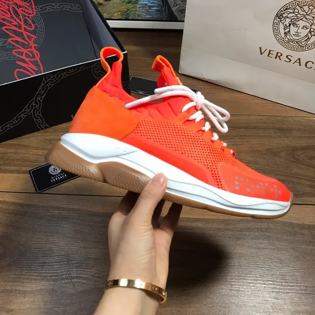 Versace Odissea Tênis Lifestyle Laranja Malha e Camurça 4