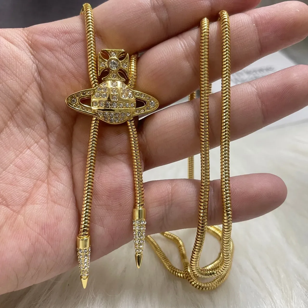 Vivienne Westwood Orb Crystal-Pavé Bolo Necklace 2