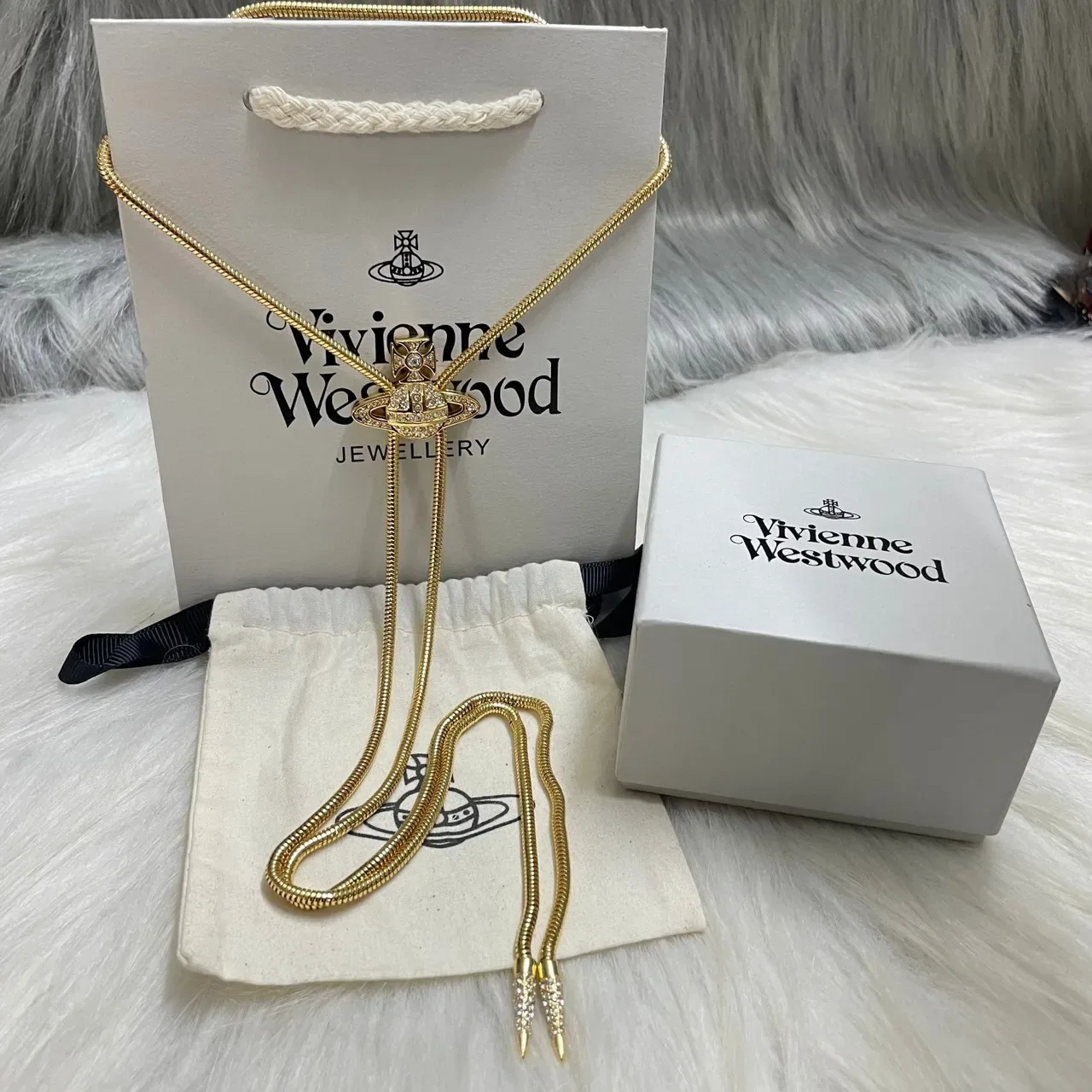 Vivienne Westwood Orb Crystal-Pavé Bolo Necklace 4