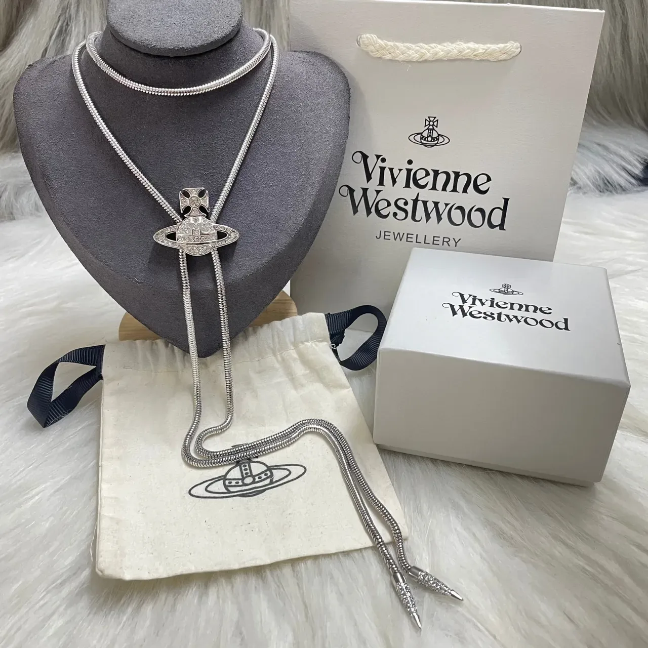 Vivienne Westwood Orb Crystal-Pavé Bolo Necklace 5
