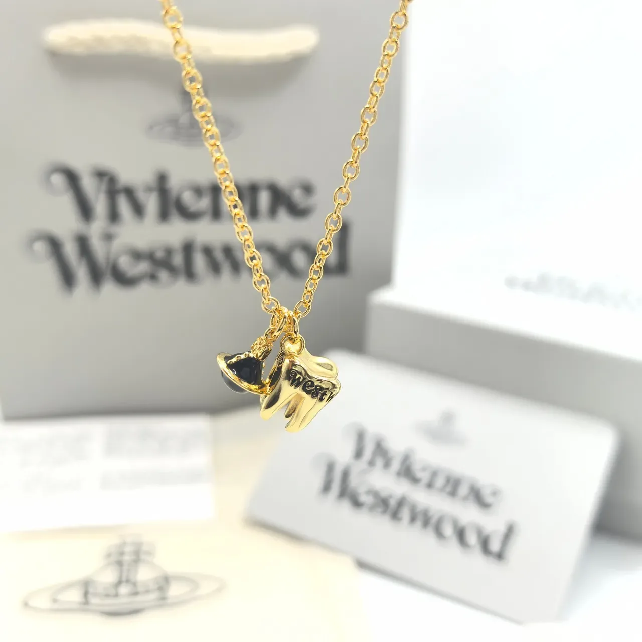 Vivienne Westwood Orb Shoe Charm Gold Silver Chain-Link High-Heeled Necklace 6