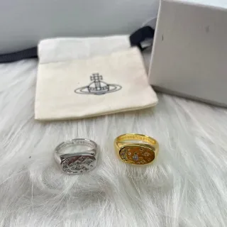 Vivienne Westwood Orb Signet Ring Silver and Gold Crystal Enamel Rings