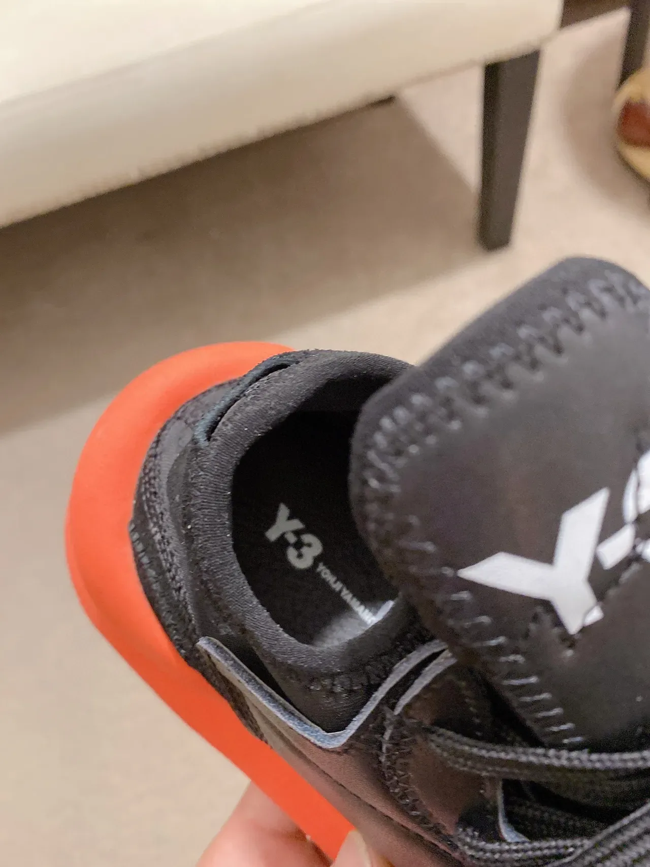 Yohji Yamamoto Black Orange Sculpted Midsole Matte Leather Upper Chunky Sneakers 5