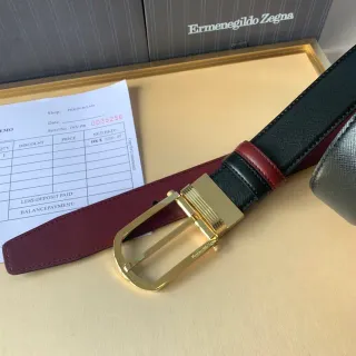 Ermenegildo Zegna 可翻转黑色和酒红色皮革腰带