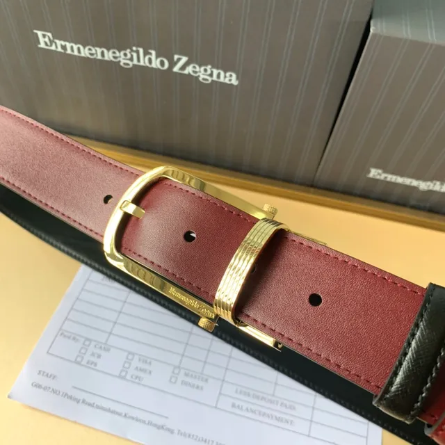 Ermenegildo Zegna حزام جلد أسود وبورجواندي قابل للانعكاس 4