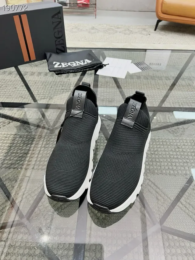Zegna Sneakers Lifestyle Noires et Oranges Tricotées Ajustement de Chaussette Supérieure Construction Slip-On 7