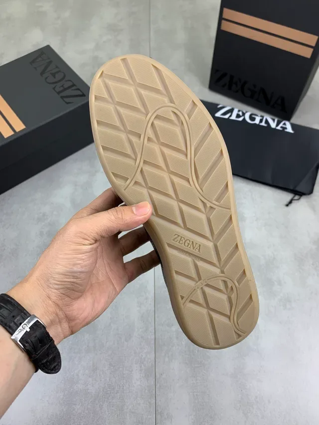 Zegna Black Pebbled Leather Gum Sole Lifestyle Sneaker 2