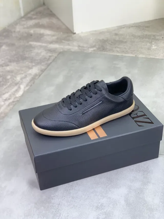 Zegna Black Pebbled Leather Gum Sole Lifestyle Sneaker 4