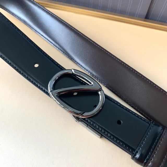 Zegna Noir Argent Poli Boucle Géométrique Cuir Ceinture 2