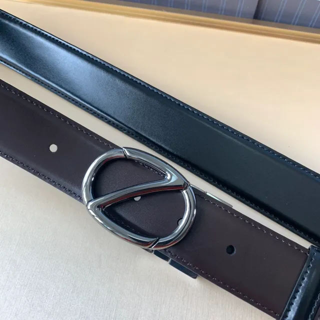 Zegna Noir Argent Poli Boucle Géométrique Cuir Ceinture 5