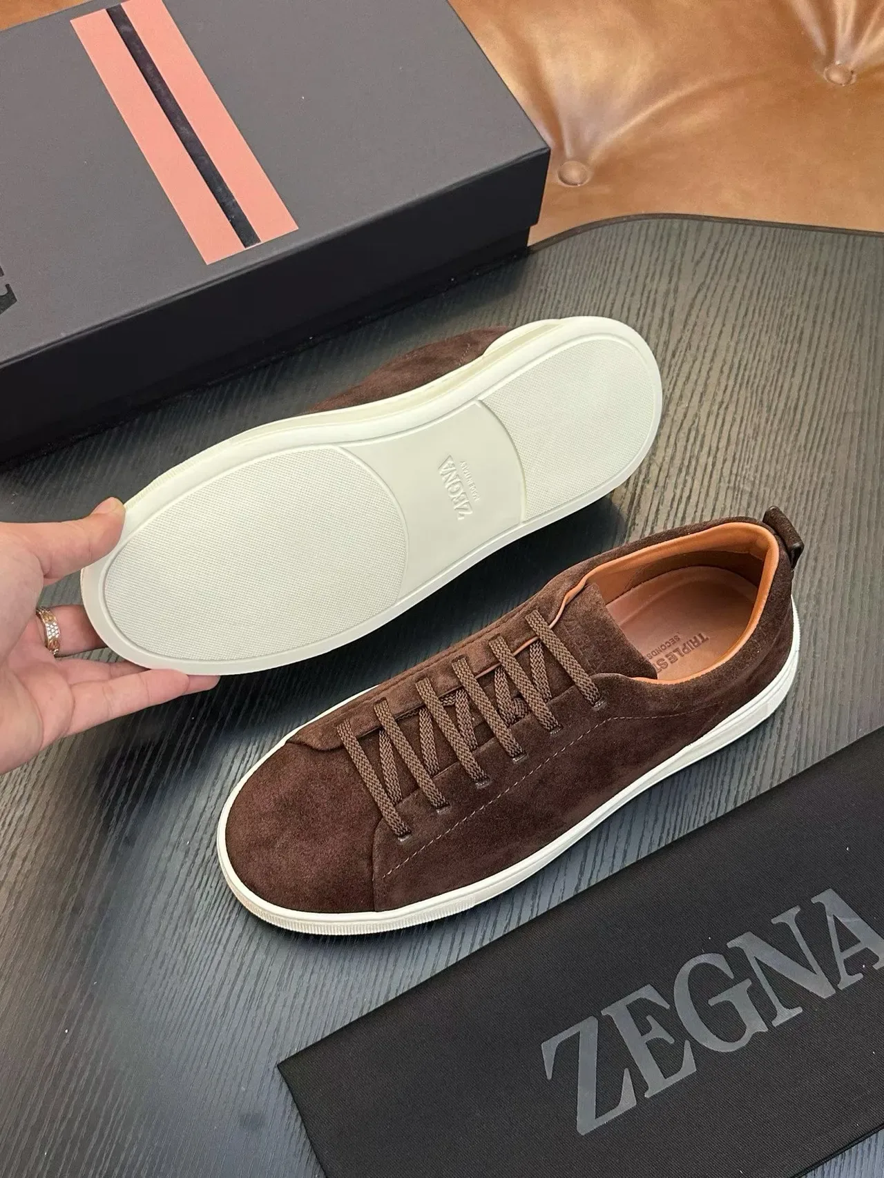 Zegna Sneaker Lifestyle Marron en Daim 2