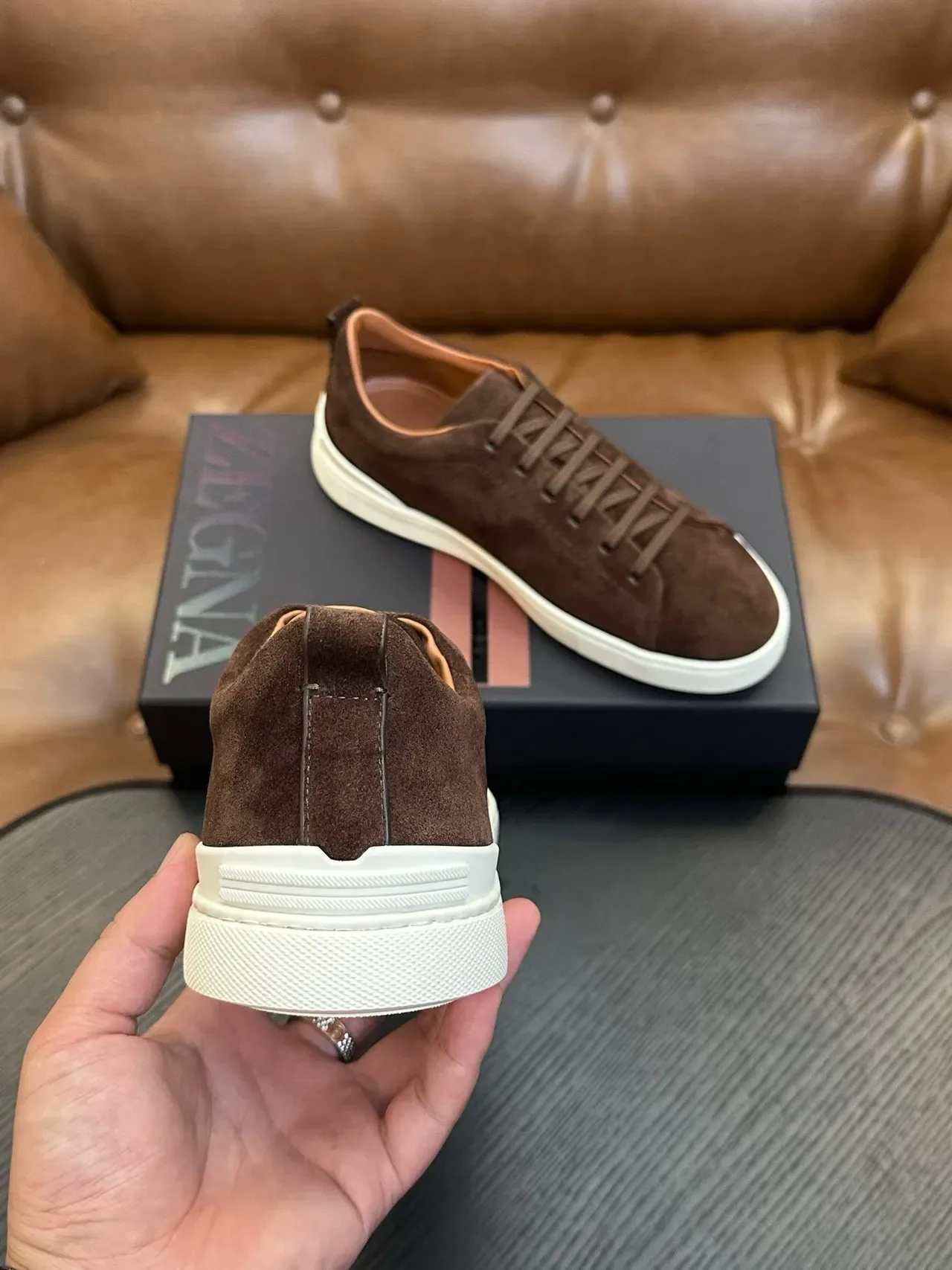 Zegna Sneaker Lifestyle Marron en Daim 3