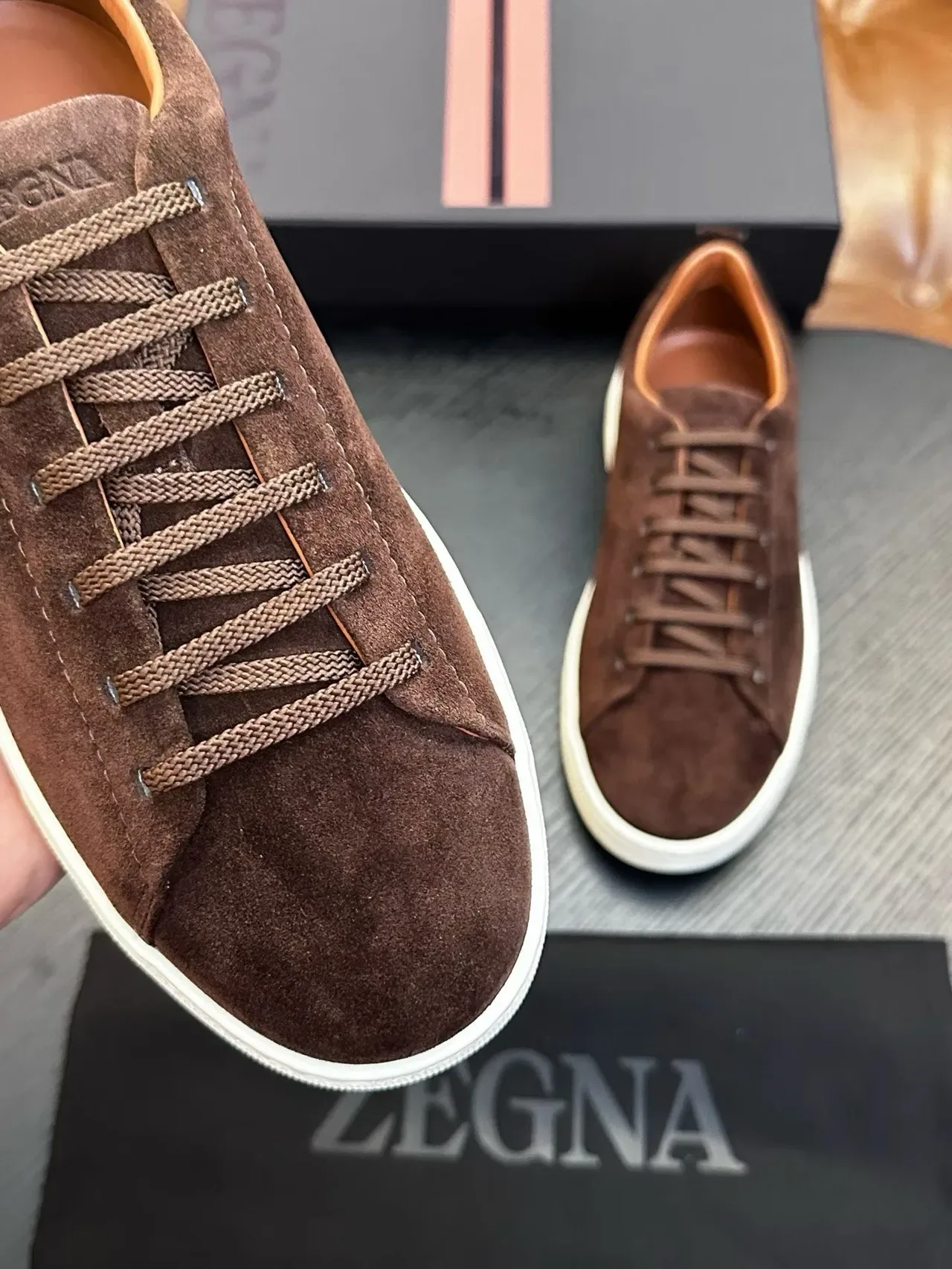 Zegna Sneaker Lifestyle Marron en Daim 4