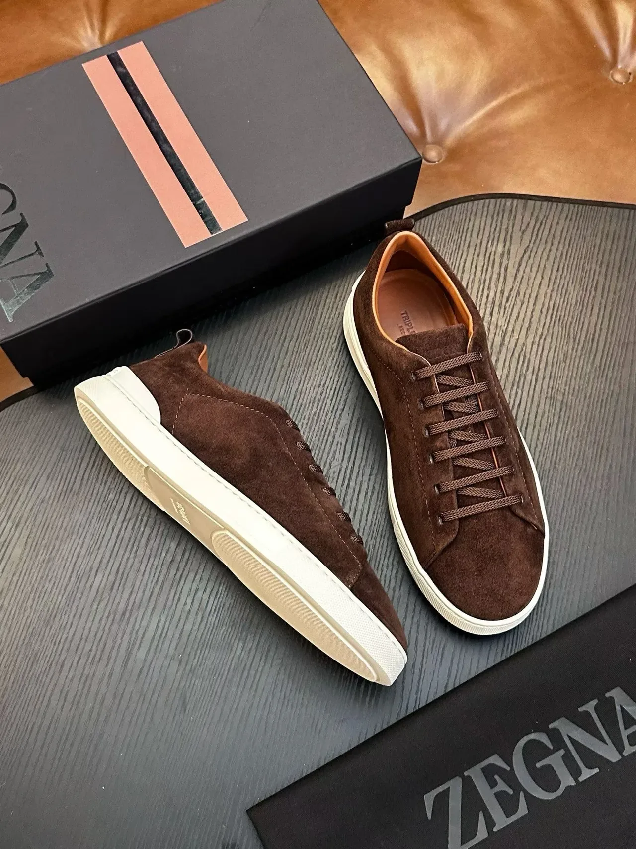 Zegna Sneaker Lifestyle Marron en Daim 5