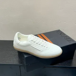 Zegna 白色纹理皮革生活方式运动鞋