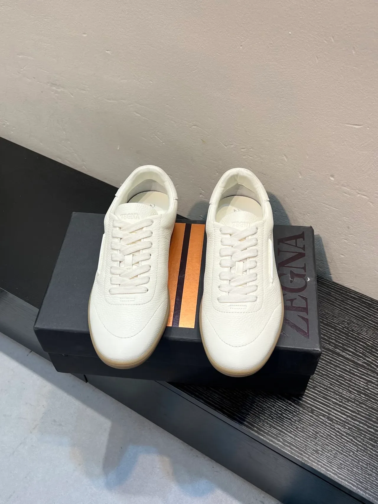 Zegna Sneaker Lifestyle en cuir texturé blanc 2