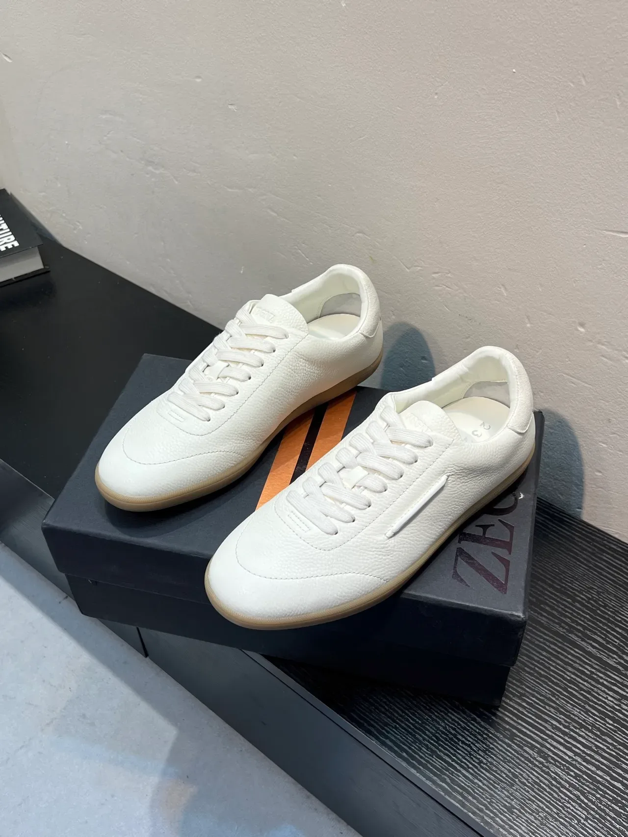 Zegna Sneaker Lifestyle en cuir texturé blanc 3