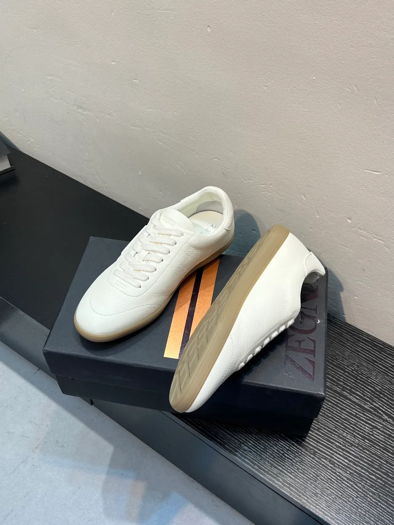 Zegna Sneaker Lifestyle en cuir texturé blanc 4