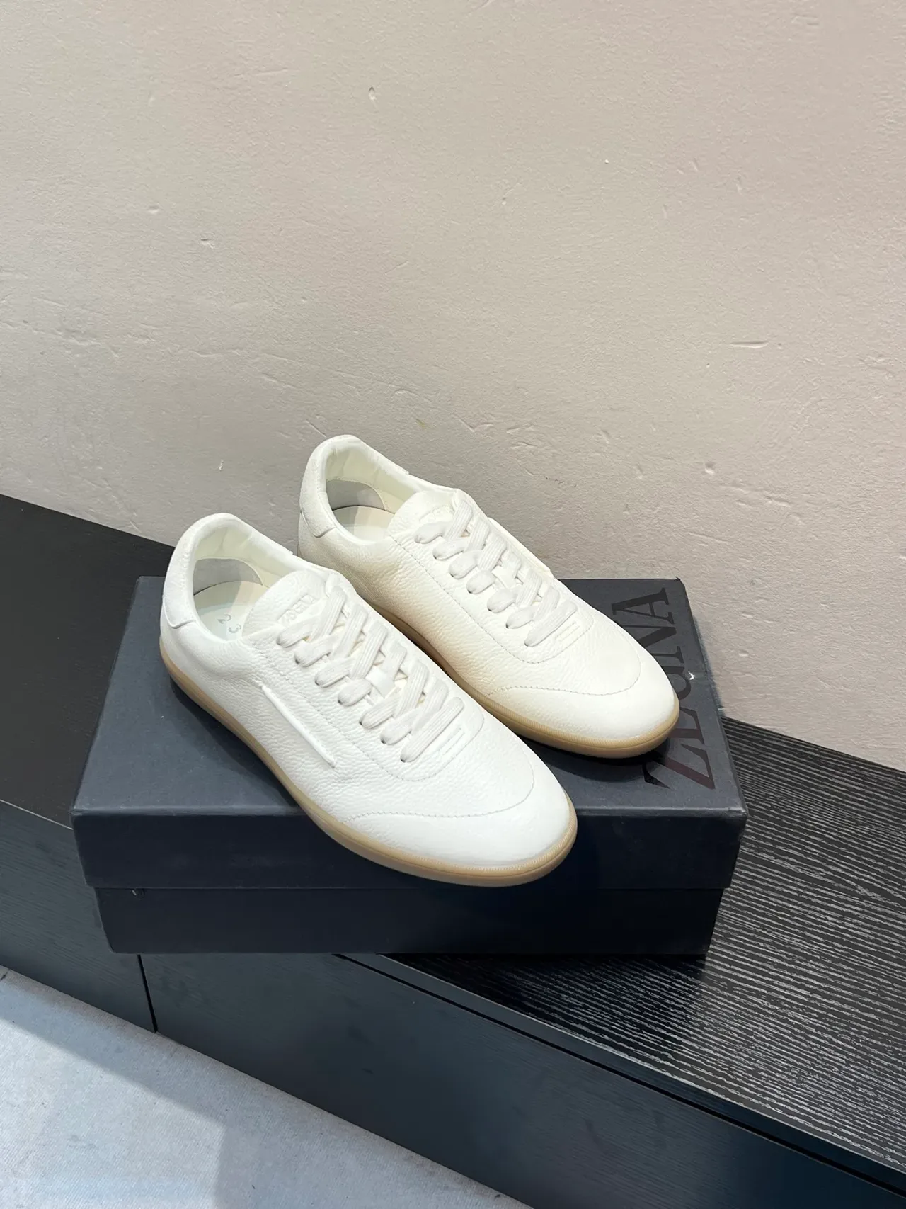 Zegna Sneaker Lifestyle en cuir texturé blanc 5