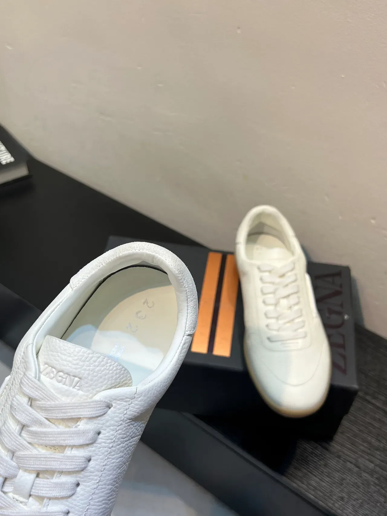 Zegna Sneaker Lifestyle en cuir texturé blanc 7