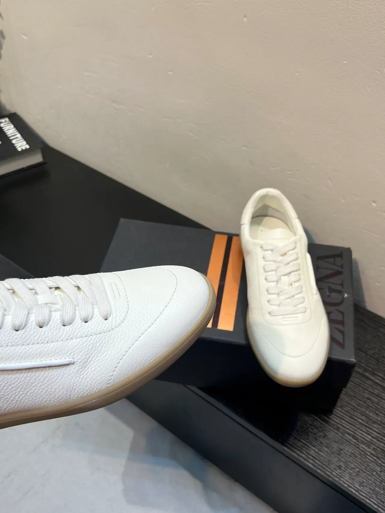 Zegna Sneaker Lifestyle en cuir texturé blanc 8