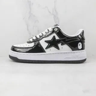 A Bathing Ape BAPE STA Glossy Black and White Lifestyle Sneakers