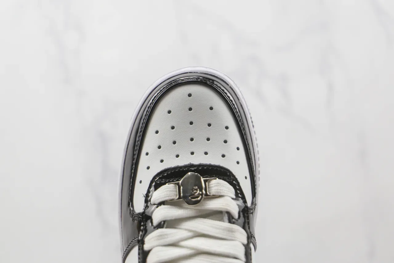 A Bathing Ape BAPE STA Glossy Black and White Lifestyle Sneakers 6