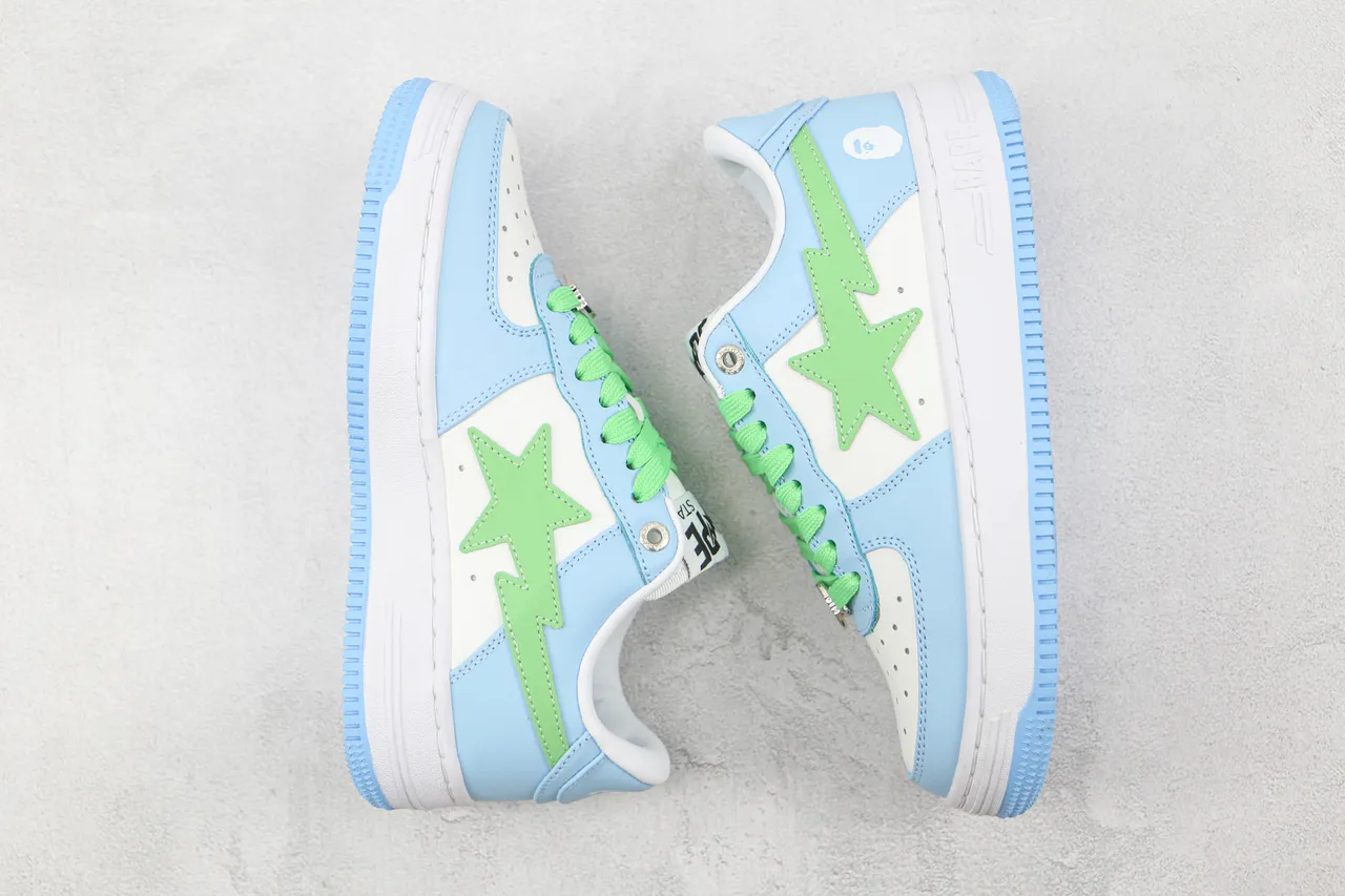 A Bathing Ape BAPE STA Sneakers Lifestyle Étoile Bleu Clair Vert 2
