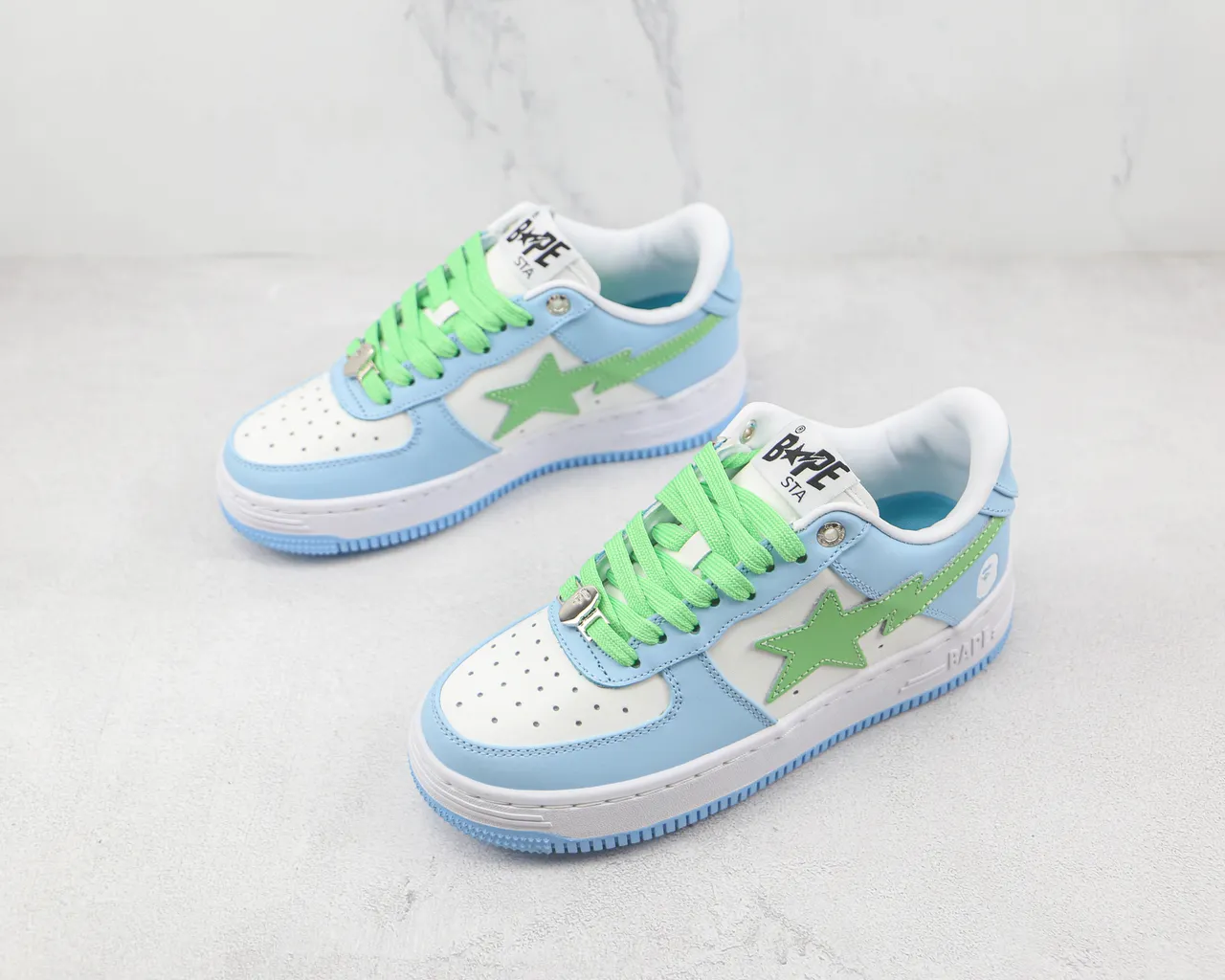A Bathing Ape BAPE STA Sneakers Lifestyle Étoile Bleu Clair Vert 4