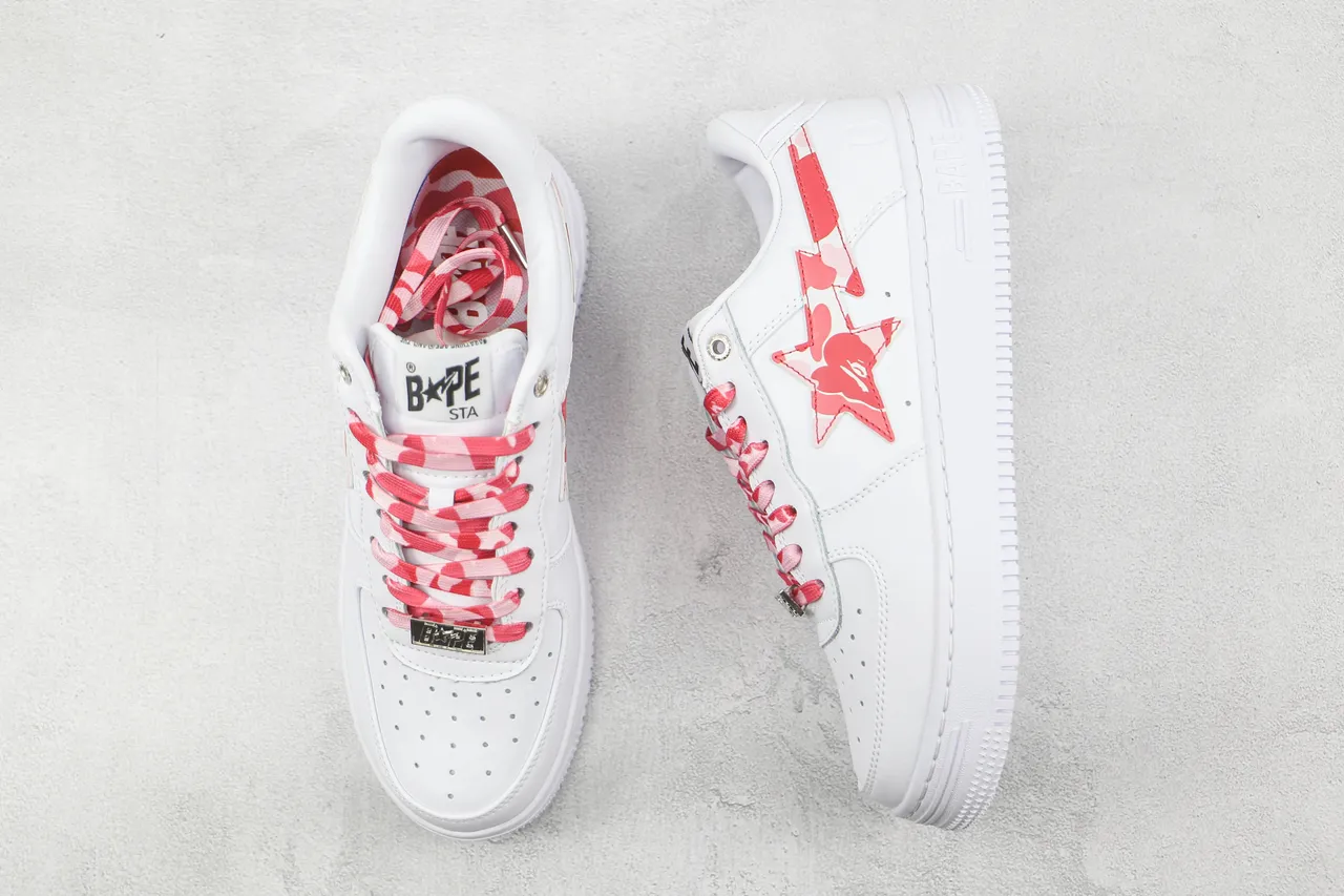 A Bathing Ape BAPE STA White Red Camo Lifestyle Sneakers 3