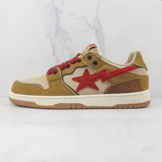 A Bathing Ape Brown Red Suede And Textile Upper Star Lightning Bolt Graphic Skateboard Shoes