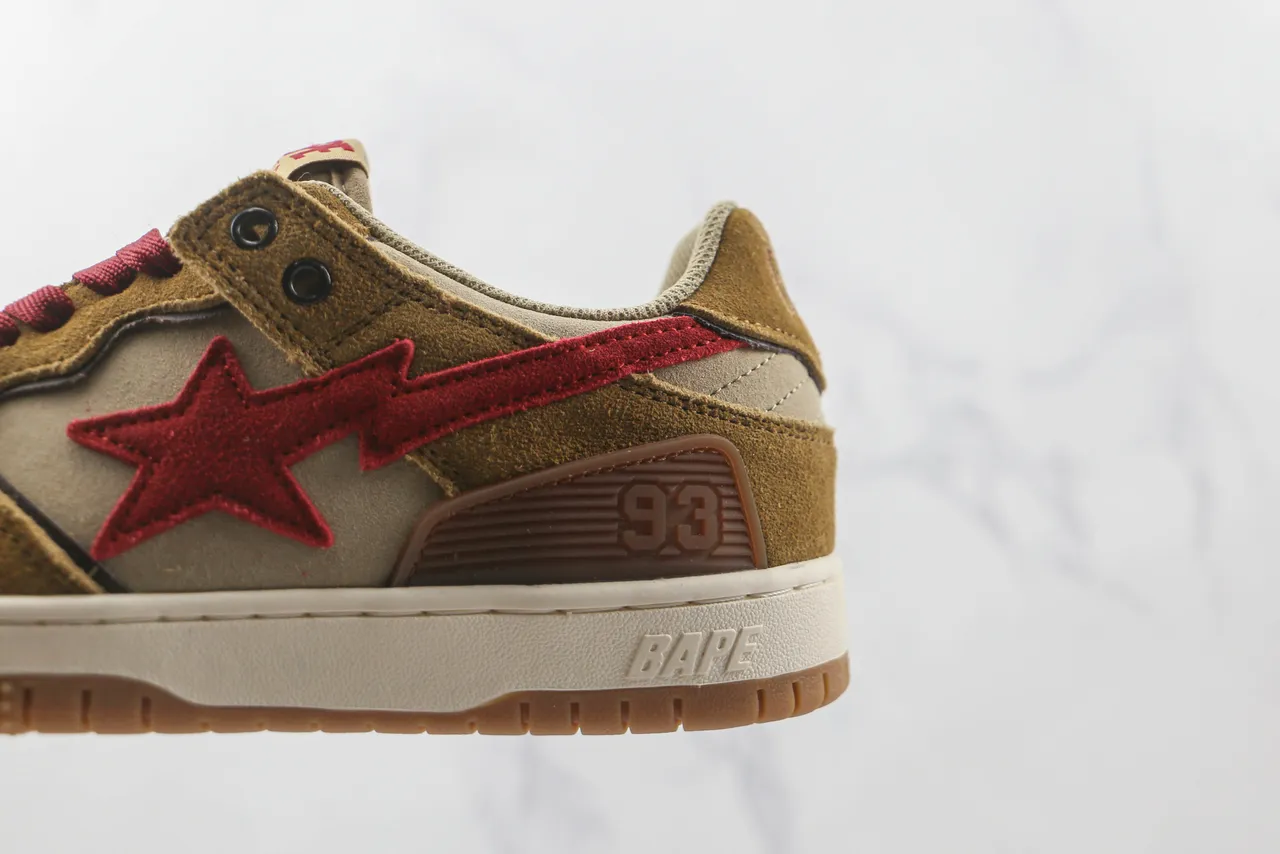 A Bathing Ape Brown Red Suede And Textile Upper Star Lightning Bolt Graphic Skateboard Shoes 5