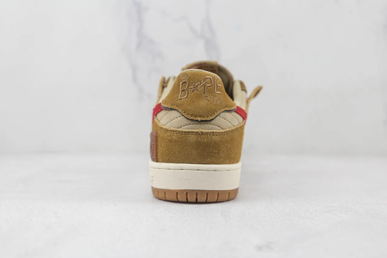A Bathing Ape Brown Red Suede And Textile Upper Star Lightning Bolt Graphic Skateboard Shoes 7