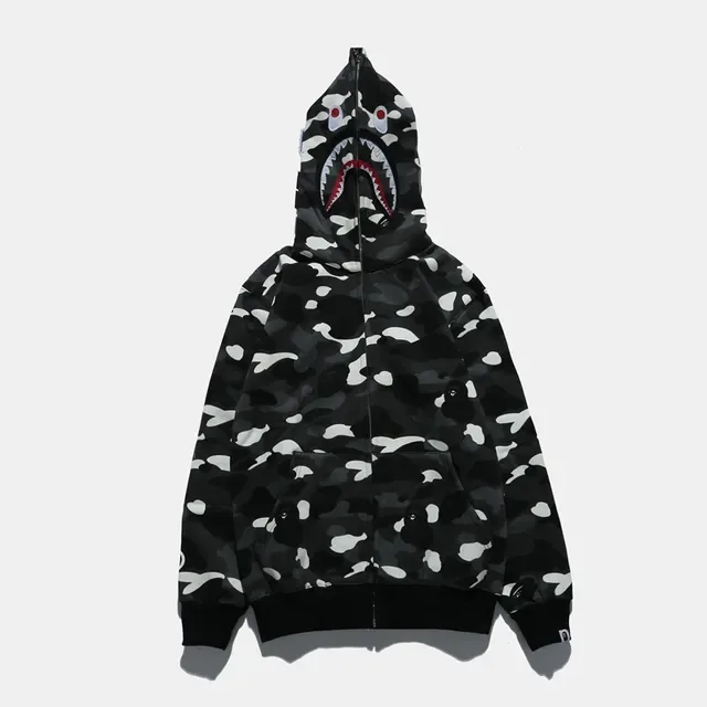 A Bathing Ape Shark Black White Full-Zip Hood Hoodie 3