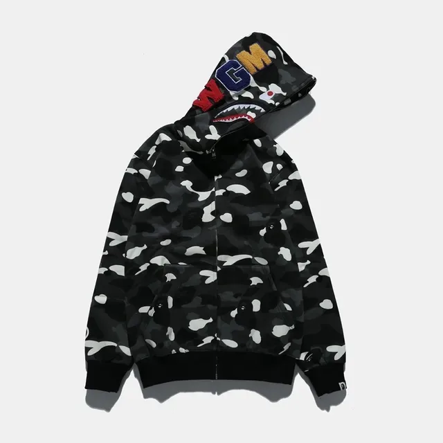 A Bathing Ape Shark Black White Full-Zip Hood Hoodie 4