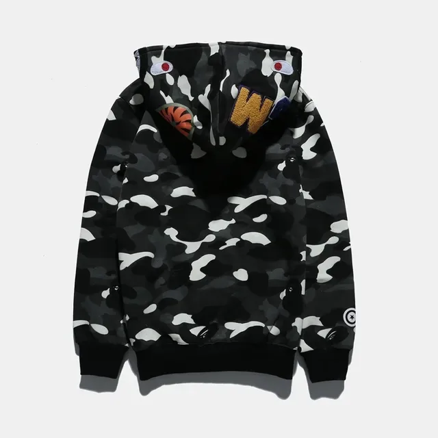 A Bathing Ape Shark Black White Full-Zip Hood Hoodie 5