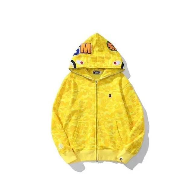 A Bathing Ape Shark Yellow Multicolor Full-Zip Appliqué Hoodie 2