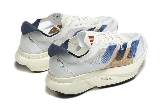 Adidas Adizero Adios Pro 3 Blanc Bleu Beige Chaussures de course 3