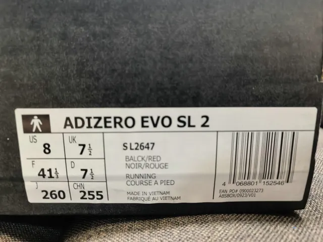 Adidas Adizero Evo SL 2 Black White Running Shoes 2