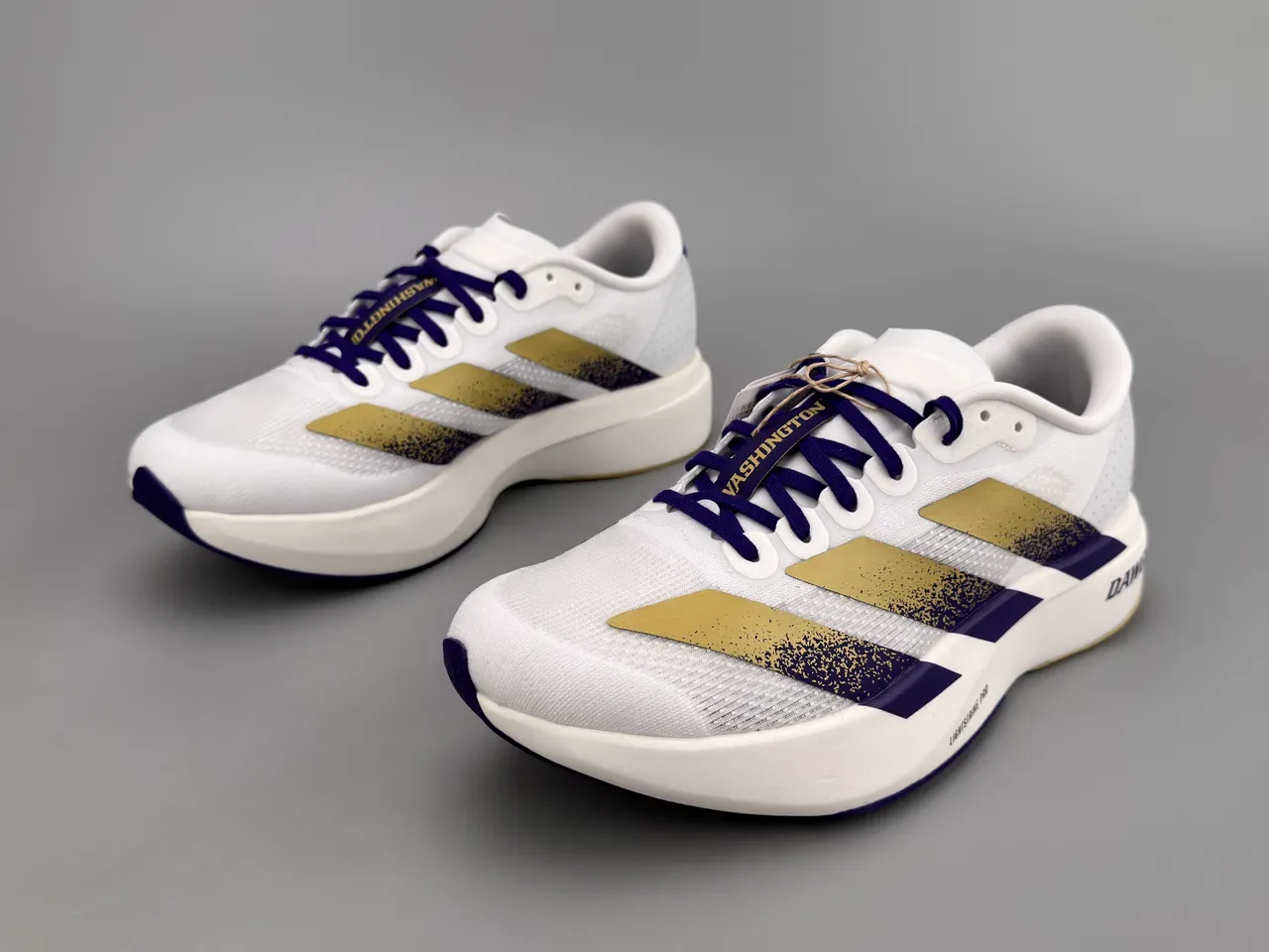 Adidas Adizero Evo SL Chaussures de running blanches violettes dorées 5