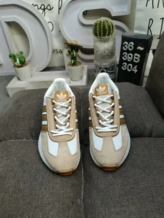 Adidas Beige Brown Retro Runner Layered Suede And Synthetic Lifestyle Sneakers 10