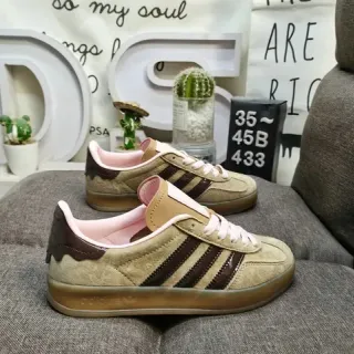Adidas Beige Brown Suede Upper Three-Stripe Side Panel Lifestyle Sneakers