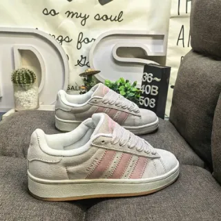 Adidas Beige Pink Suede Upper Three-Stripe Side Panel Lifestyle Sneakers