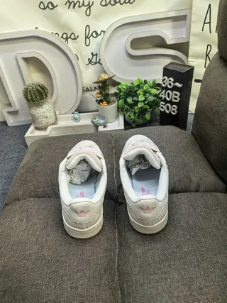 Adidas Beige Pink Suede Upper Three-Stripe Side Panel Lifestyle Sneakers 8