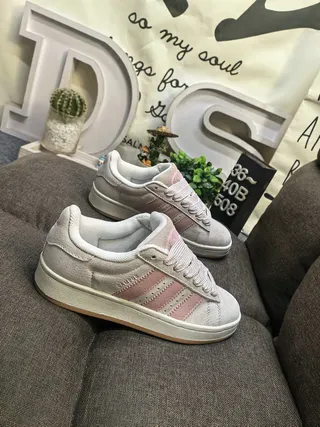 Adidas Beige Pink Suede Upper Three-Stripe Side Panel Lifestyle Sneakers 9