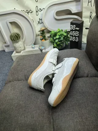 Adidas Beige White Laceless Velcro Strap Closure Suede-Like Upper Lifestyle Sneakers 6