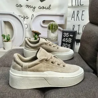 Adidas Beige White Suede Upper Platform Sole Lifestyle Sneakers